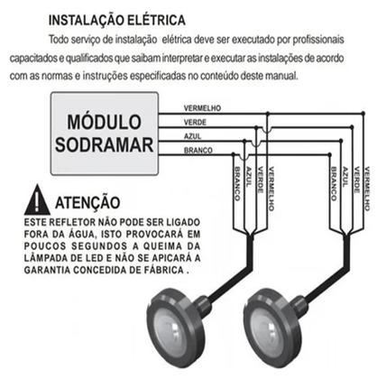 Imagem de Led Piscina Cob 5w Colorido Refletor Rgb 12m Abs Sodramar