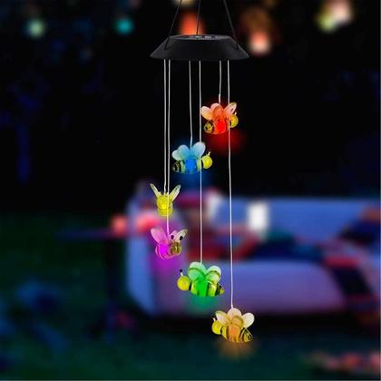 Imagem de Led Solar Powered Bee Wind Chimes Luz Casa Jardim Lâmpada Suspensa Decoração