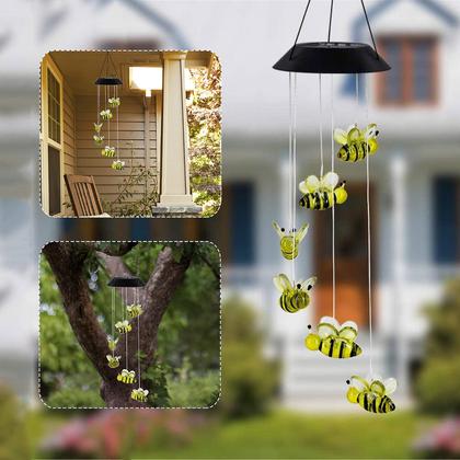 Imagem de Led Solar Powered Bee Wind Chimes Luz Casa Jardim Lâmpada Suspensa Decoração