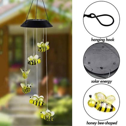 Imagem de Led Solar Powered Bee Wind Chimes Luz Casa Jardim Lâmpada Suspensa Decoração