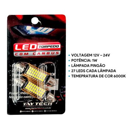 Imagem de Led Torpedo luz de Teto Porta Malas e Placa Canbus Com Canceller TayTech