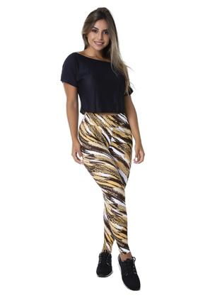 Imagem de Legging DLK Estampa de Onca Marrom
