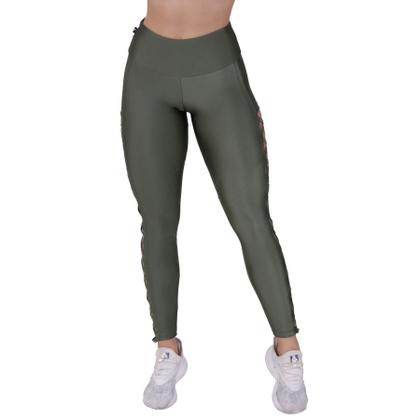 Imagem de Legging Fitness Femininas Tiras Lateral Cós Alto Cirrê Liso Orbis