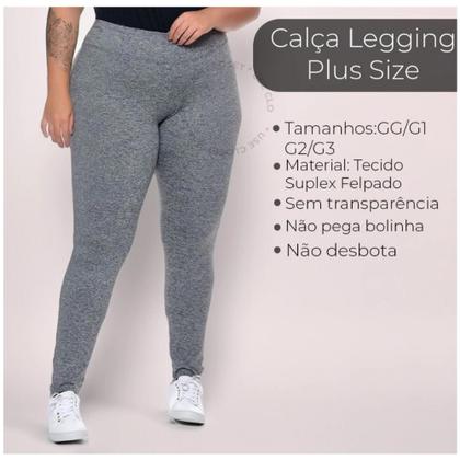 Imagem de Legging Plus Size Feminina Calça Cintura Alta Zero Transparência Academia Fitness