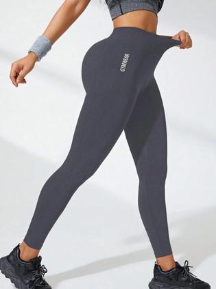 Imagem de Leggings de Yoga Feminina de Cintura Alta - Sem Costura, Alta Compressão e Levantamento de Bunda