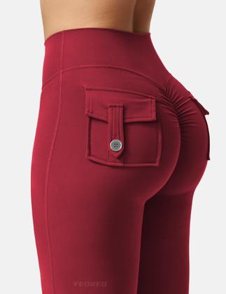 Imagem de Leggings YEOREO Brittany Flare com bolsos para mulheres Deep Burgundy