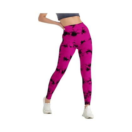 Imagem de Leggings Yoga Cintura Alta Sem Costura Tie Dye - Controle de Barriga para Treino