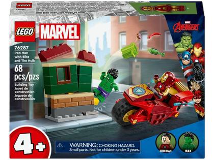 Imagem de LEGO Super Heroes Homem de Ferro com Motocicleta  - e o Hulk 76287 68 Peças