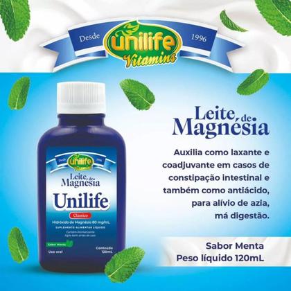 Imagem de Leite de Magnésia Sabor Menta 120ml Unilife