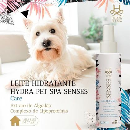 Imagem de Leite Hidratante Cachorro Gato Hydra Pet Spa Senses Care Extrato de Algodão 120mL