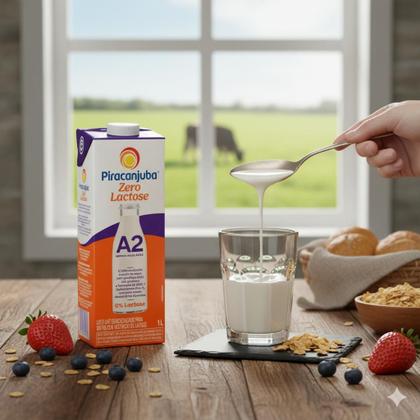 Imagem de Leite UHT A2A2 Semidesnatado Zero Lactose Piracanjuba 1L Caixa com Tampa