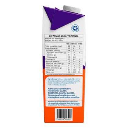 Imagem de Leite UHT A2A2 Semidesnatado Zero Lactose Piracanjuba 1L Caixa com Tampa
