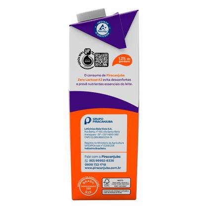 Imagem de Leite UHT A2A2 Semidesnatado Zero Lactose Piracanjuba 1L Caixa com Tampa