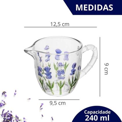 Imagem de Leiteira Em Cristal Com Relevo Detalhes Lavanda Flores 240ml - Lyor