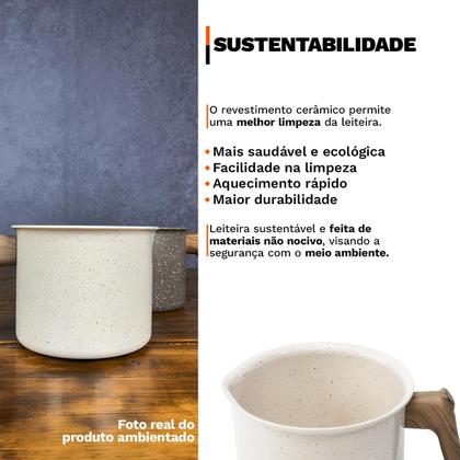 Imagem de Leiteira Fervedor Antiaderente 1,5 Litros Revestimento Interno Cerâmica Indução
