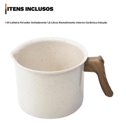 Imagem de Leiteira Fervedor Antiaderente 1,5 Litros Revestimento Interno Cerâmica Indução
