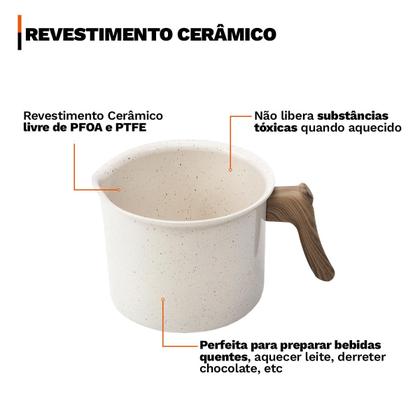 Imagem de Leiteira Fervedor Antiaderente 1,5 Litros Revestimento Interno Cerâmica Indução