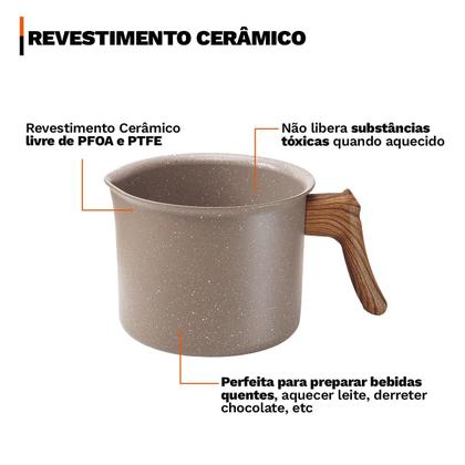 Imagem de Leiteira Fervedor Antiaderente 1,5 Litros Revestimento Interno Cerâmica Indução