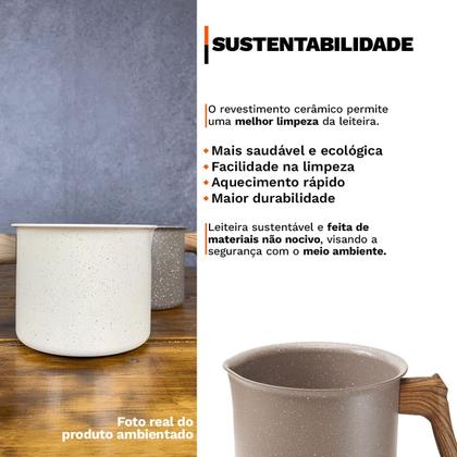 Imagem de Leiteira Fervedor Antiaderente 1,5 Litros Revestimento Interno Cerâmica Indução