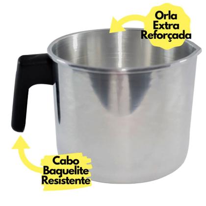 Imagem de Leiteira Fervedor Canecão de Alumínio Reforçado N14 Metal Grosso Resistente - Caneca Leite Ferver Agua Cafe - PANAMI