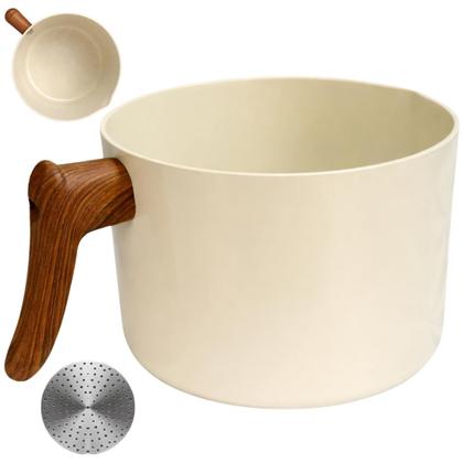 Imagem de Leiteira Fervedor Fogão De Indução Caneco Cerâmica Antiaderente 16cm 2,2L Multiflon Cor Vanilla