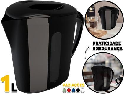 Imagem de Leiteira Jarra Plástica Para Micro-ondas Leite Suco Água Com Tampa E Alça 1 Litro Unitermi