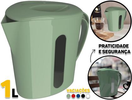 Imagem de Leiteira Jarra Plástica Para Micro-ondas Leite Suco Água Com Tampa E Alça 1 Litro Unitermi