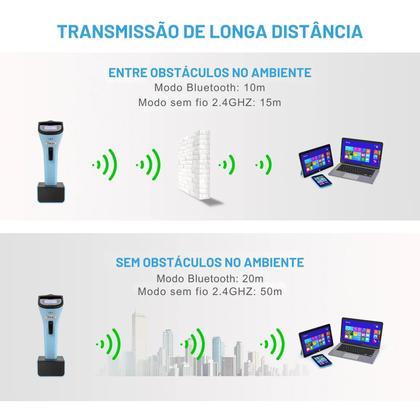 Imagem de Leitor Código Barras Qr Code Sem Fio Bluetooth Boleto