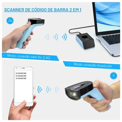 Imagem de Leitor Código Barras Qr Code Sem Fio Bluetooth Boleto