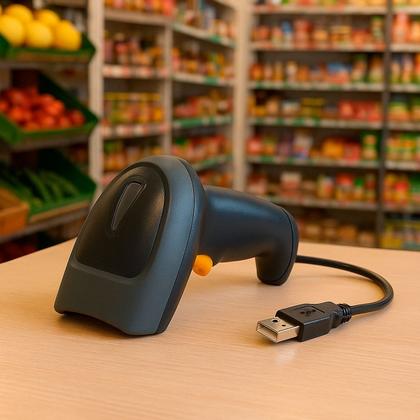 Imagem de Leitor Código Barras Scanner Usb Portátil Para Produtos E Preços