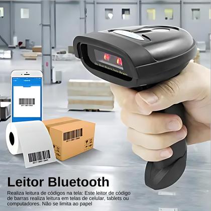 Imagem de Leitor Código De Barras Qr code 2d  Usb Bluetooth 3 Em 1 Sem Fio 