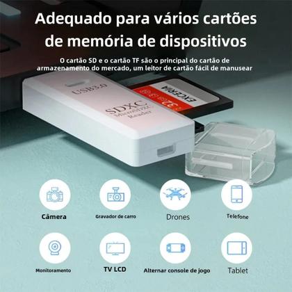 Imagem de Leitor de Cartão USB 3.0 de Alta Velocidade 2 em 1 - Adaptador Micro SD/TF