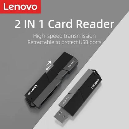 Leitor de Cartões Micro e SD Lenovo Usb 3.0 2 em 1 Retrátil