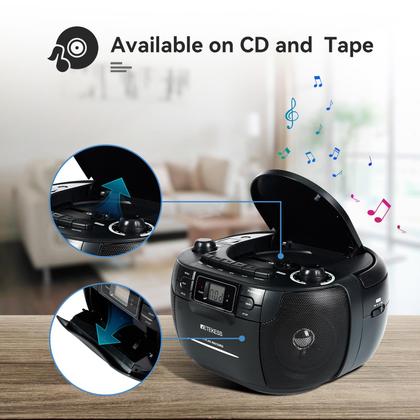 Imagem de Leitor de CD Boombox Retekess TR621, fita cassete, rádio AM FM