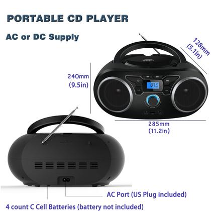 Imagem de Leitor de CD de rádio portátil Boombox com Bluetooth e rádio FM