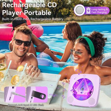 Imagem de Leitor de CD Kegaudio Portátil Bluetooth Recarregável 1800mAh 19x19x3cm