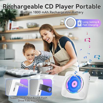 Imagem de Leitor de CD Kegaudio portátil com alto-falante Bluetooth e rádio FM