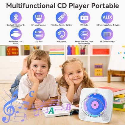 Imagem de Leitor de CD Kegaudio portátil com alto-falante Bluetooth e rádio FM