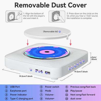Imagem de Leitor de CD Kegaudio portátil com alto-falante Bluetooth e rádio FM