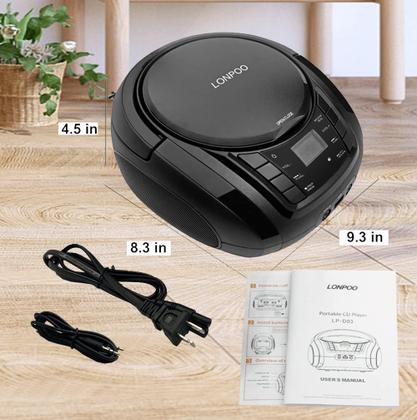 Imagem de Leitor de CD Lonpoo Portable Boombox FM Radio USB Bluetooth