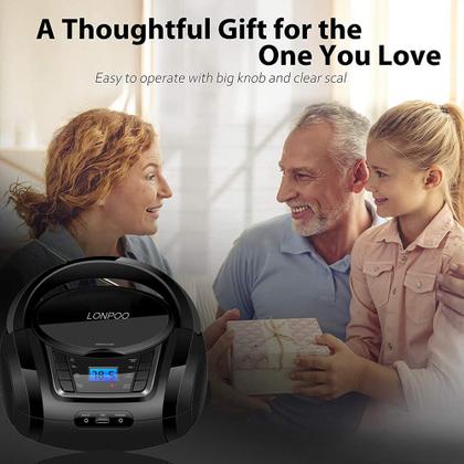 Imagem de Leitor de CD Lonpoo Portable Boombox FM Radio USB Bluetooth