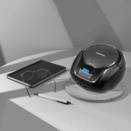 Imagem de Leitor de CD portátil Boombox LONPOO Rádio FM USB Bluetooth
