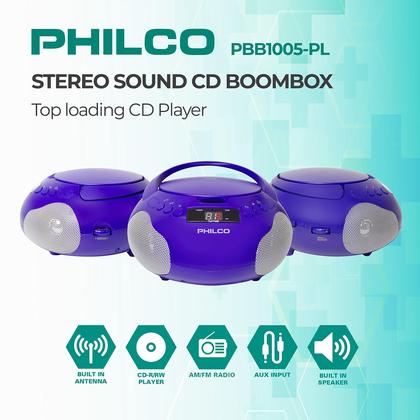 Imagem de Leitor de CD portátil Boombox Philco com alto-falantes AM FM Radio
