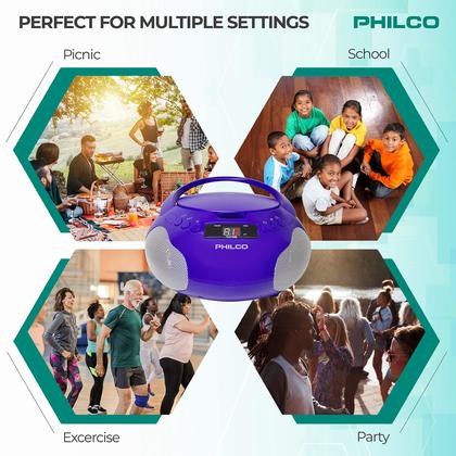 Imagem de Leitor de CD portátil Boombox Philco com alto-falantes AM FM Radio