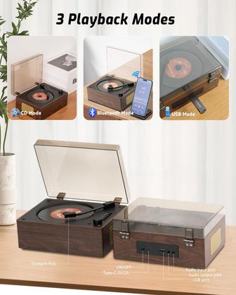 Imagem de Leitor de CD portátil DUIDESHI Alto-falante Bluetooth Hi-Fi Retro