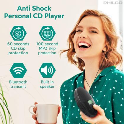 Imagem de Leitor de CD Portátil Philco com Bluetooth, Rádio FM e Fones de Ouvido