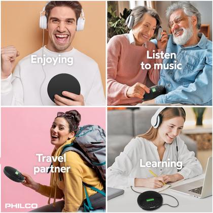 Imagem de Leitor de CD Portátil Philco com Bluetooth, Rádio FM e Fones de Ouvido