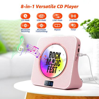 Imagem de Leitor de CD ROADOM Desktop com alto-falantes Bluetooth Hi-Fi Stereo