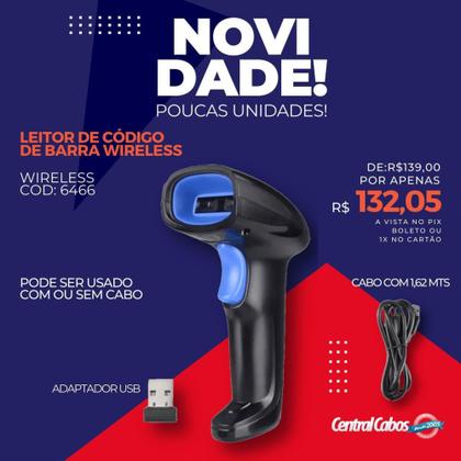 Imagem de Leitor de Código de Barra Wireless LCB-S600A - 6466 - Central Cabos