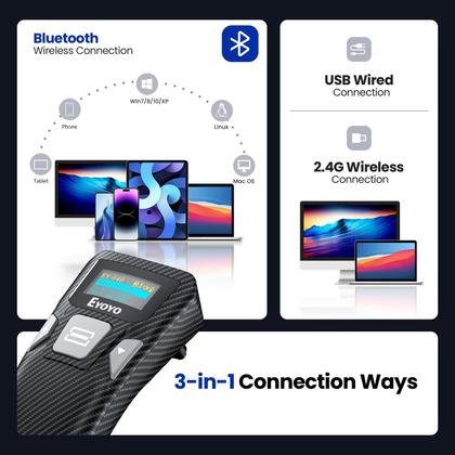 Imagem de Leitor de código de barras Bluetooth Eyoyo Mini 1D e 2D QR Code